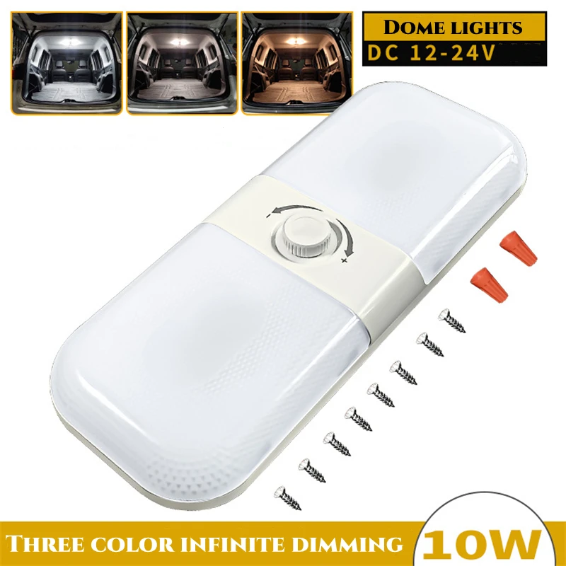 12-24V Infinite Dimming RV LED Dome Light Three Color Dimming Carriage Light Highlight 120 Beads Driver's Reading Light
12-24V Infinite Dimming RV LED Dome Light Three Color Dimming Carriage Light Highlight 120 Beads Driver's Reading Light
