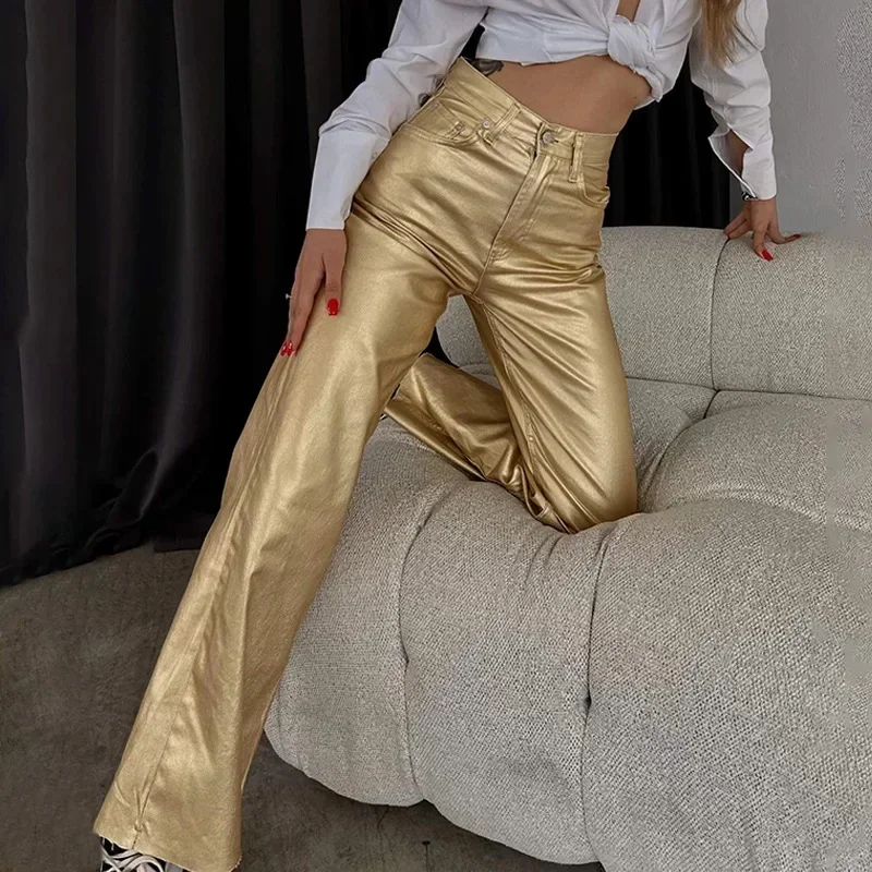 Women's New Fashion Silver High Waist Strap Pants Vintage Pockets Elegant Commuting Casual Loose Fit Women's Shiny Pants Y2K
Women's New Fashion Silver High Waist Strap Pants Vintage Pockets Elegant Commuting Casual Loose Fit Women's Shiny Pants Y2K