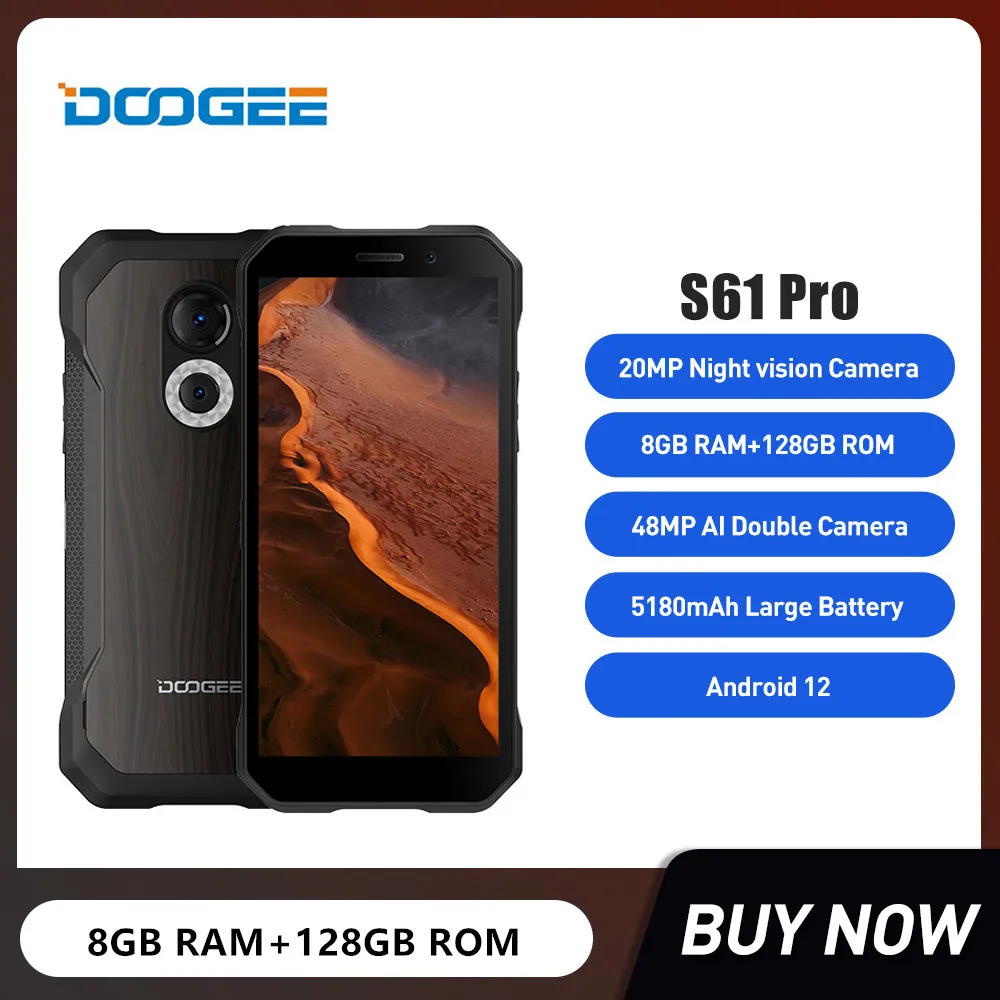 Doogee S61 Pro надежные смартфоны сменная задняя чехол 8 ГБ + 128 ГБ 6-дюймовая камера ночного видения 48 МП 5180 мАч Android 12 мобильный телефон
Doogee S61 Pro надежные смартфоны сменная задняя чехол 8 ГБ + 128 ГБ 6-дюймовая камера ночного видения 48 МП 5180 мАч Android 12 мобильный телефон