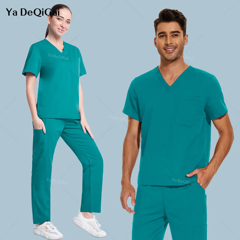 

Men's Scrubs Medical Uniform Lab Set Women Clinic Workwear Hospital Doctor Overalls V-neck Fashion Scrub Pharmacy Nurse Clothes