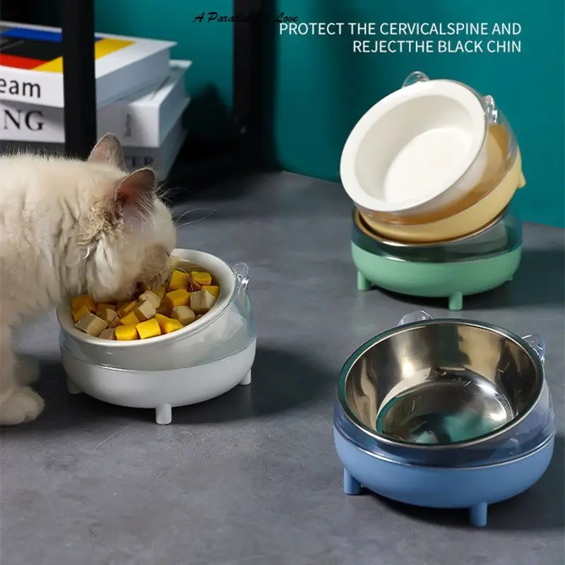 

Safe Neck Dog Bowl 15 Degrees Raised Stainless Steel Kitten Food Bowls Non-slip Crash Elevated Puppy Cat Feeding Supplies