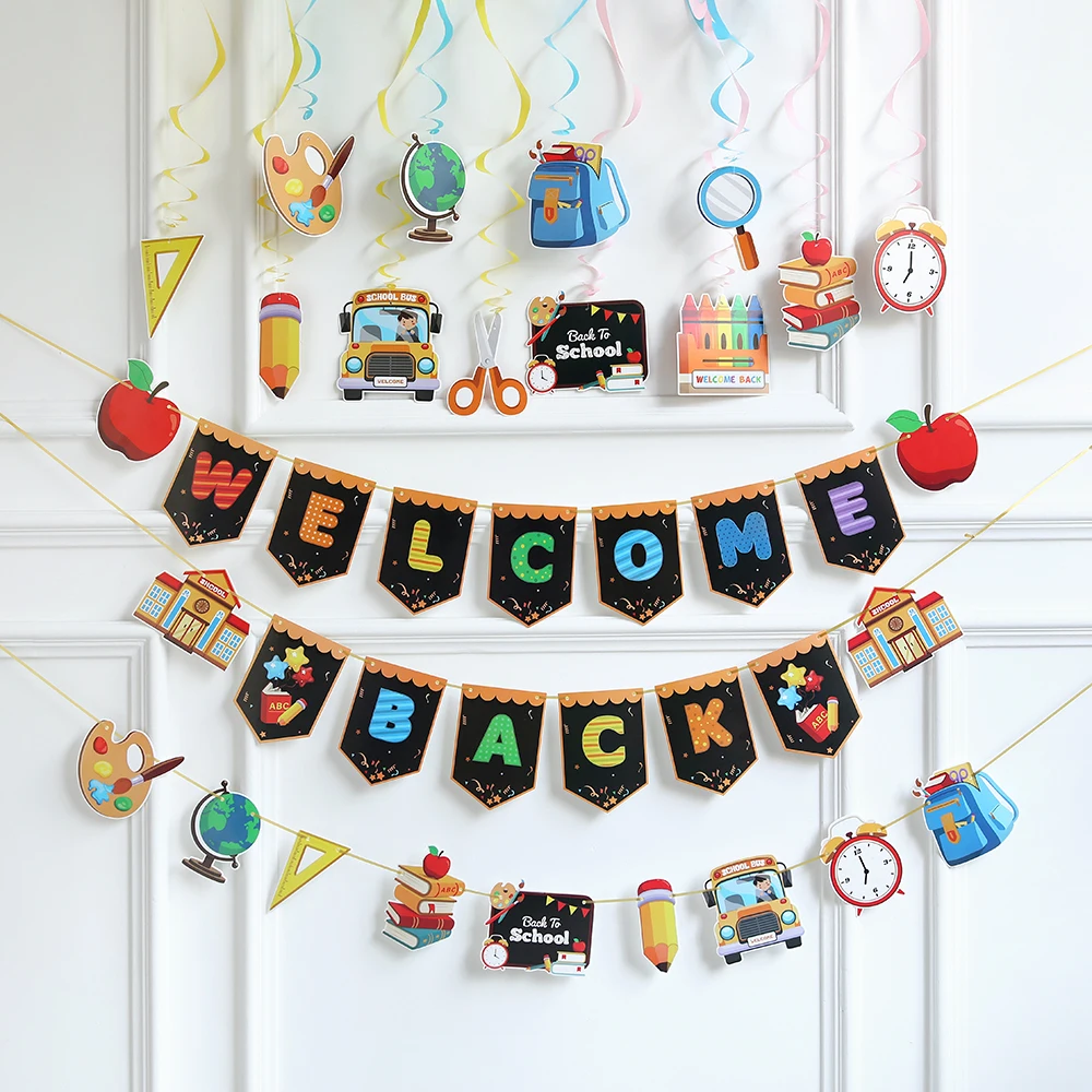 Opening Season Theme Flag Banner Welcome Back To School Letter Pendant Hanging Bunting Garland In School Classrooms
Opening Season Theme Flag Banner Welcome Back To School Letter Pendant Hanging Bunting Garland In School Classrooms