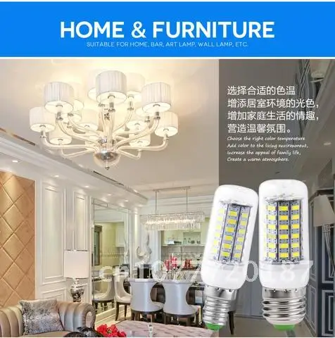 

1pcs E27 LED Lamp Bulb SMD 5730 E14 G9 GU10 B22 Corn Light Blub 24 36 48 56 69 72 LEDs Chandelier Candle Led Light 220V 230V