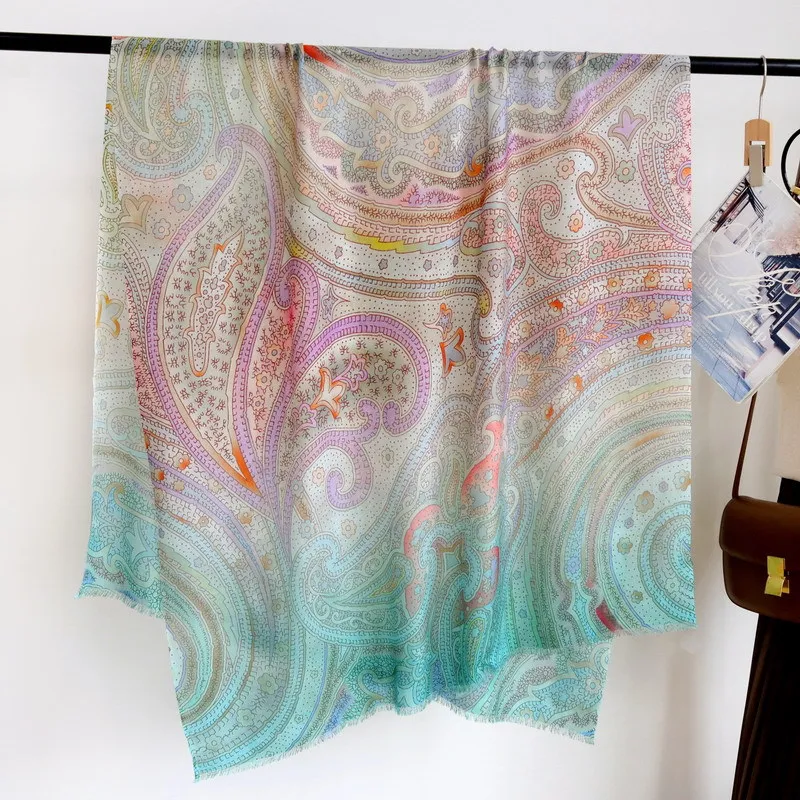 

100*200cm brand 100% pure cashmere scarf for Women Shawls Female Pashmina Wraps Hijabs Soft Beach Stoles Scarves Design Print