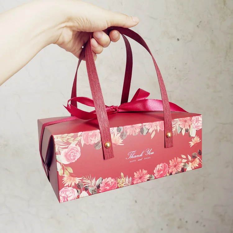 

Подарочная коробка с ручками, 10 шт., красная роза, бумажная коробка для сумок, коробки для конфет, печенья, тортов, свадебный сувенир, упаковочные пакеты для дня рождения