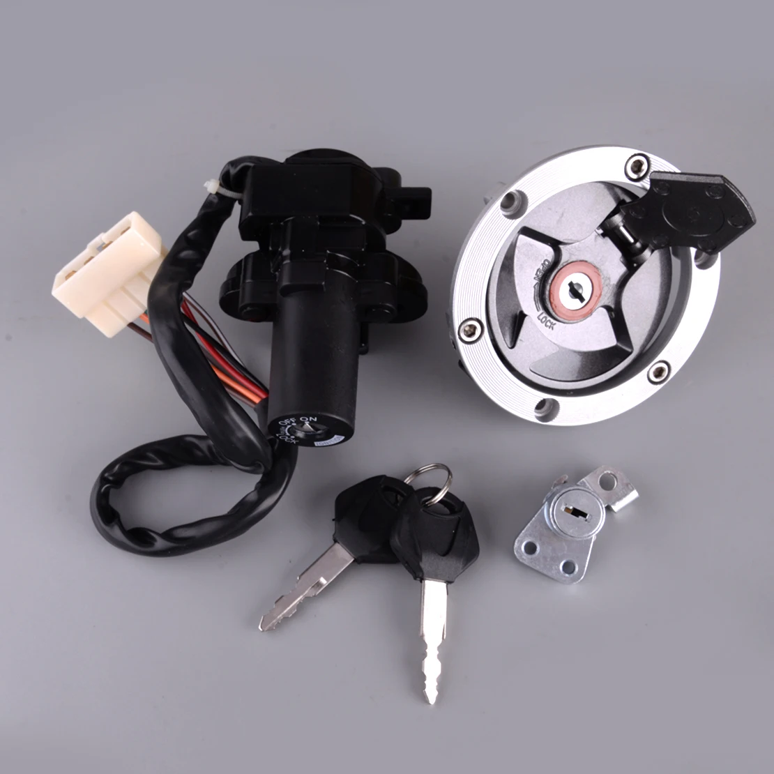 

1 Set Ignition Switch Fuel Gas Tank Cap Cover Lock Keys Motorcycle Fit for Kawasaki Ninja 250R EX250F 1988-2004 2005 2006 2007