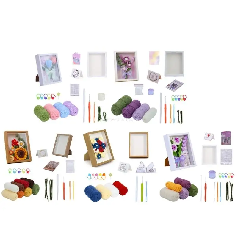 

Dropship DIY Crochet Flower Kits with Yarn, Crochet Hook, Crochet Needle, Knitting Marker, Instruction and Crochet Accessories
