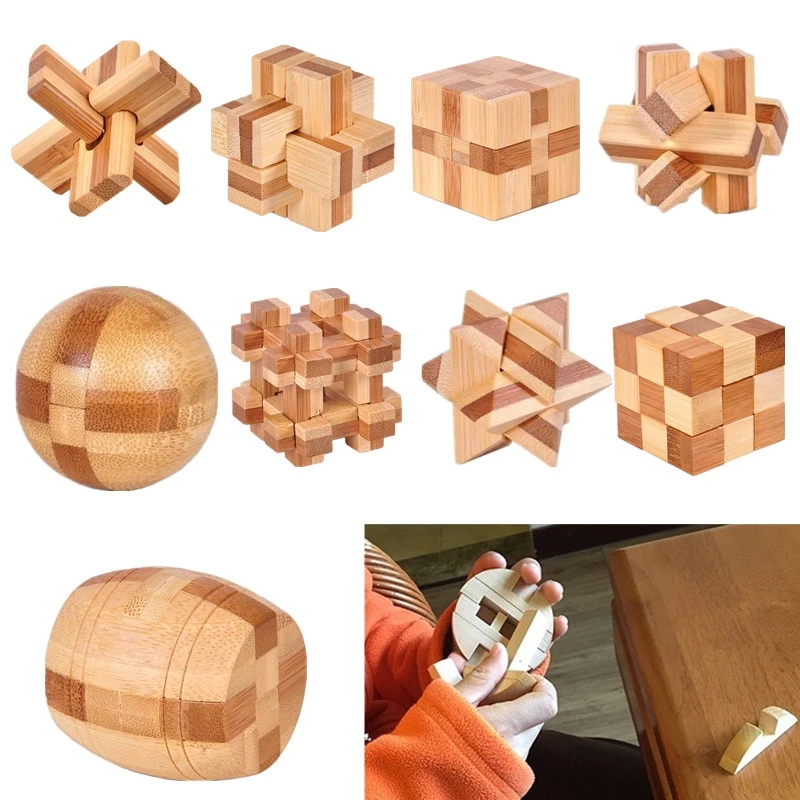 

Kong Ming Luban Lock Kids Children 3D Handmade Wooden Toy Adult Intellectual IQ Brain Teaser Game Puzzle Educational Toys