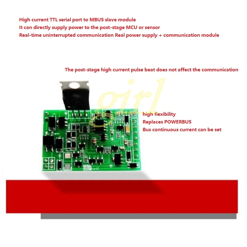 Модуль связи с источником питания плюс, высокоточный последовательный порт TTL для ведомого модуля MBUS, поддерживает выход 3,3 В NPMBUS 
Модуль связи с источником питания плюс, высокоточный последовательный порт TTL для ведомого модуля MBUS, поддерживает выход 3,3 В NPMBUS