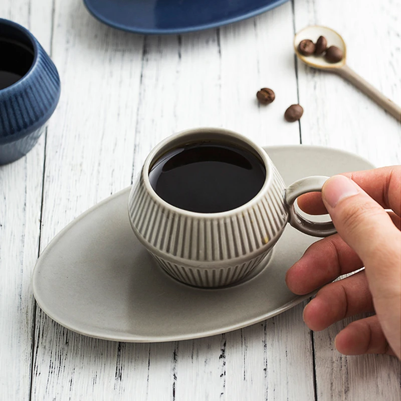 Nordic Style Roman Vertical Stripes Ceramic Espresso Mug Saucer Kit Cafe Shop Afternoon Tea Small Latte Coffee Cup and Dish Set
Nordic Style Roman Vertical Stripes Ceramic Espresso Mug Saucer Kit Cafe Shop Afternoon Tea Small Latte Coffee Cup and Dish Set