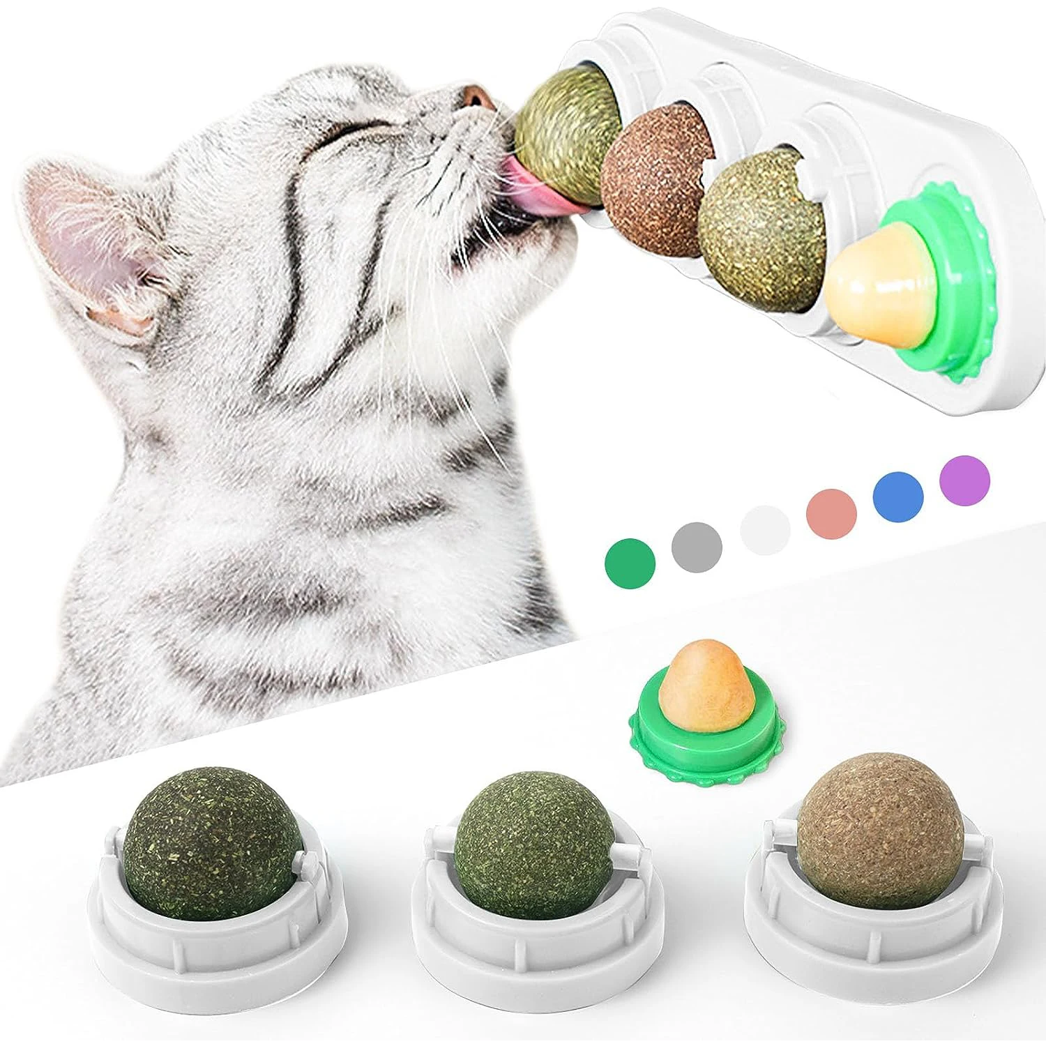 

Cat Candy Lick Le Rotating Mint Ball Wood Polygonum Ball Gall Fruit Combination Teasing Cat Toy Stickable Separation Box