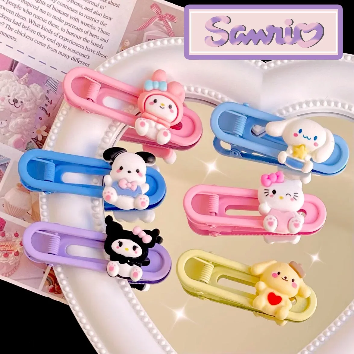 Sanrio HelloKitty Hairpin Cartoon Mymelody Kuromi PompomPurin Oval Banger Sweet Hair Clip Headwear Daily Decorations for Girls
Sanrio HelloKitty Hairpin Cartoon Mymelody Kuromi PompomPurin Oval Banger Sweet Hair Clip Headwear Daily Decorations for Girls