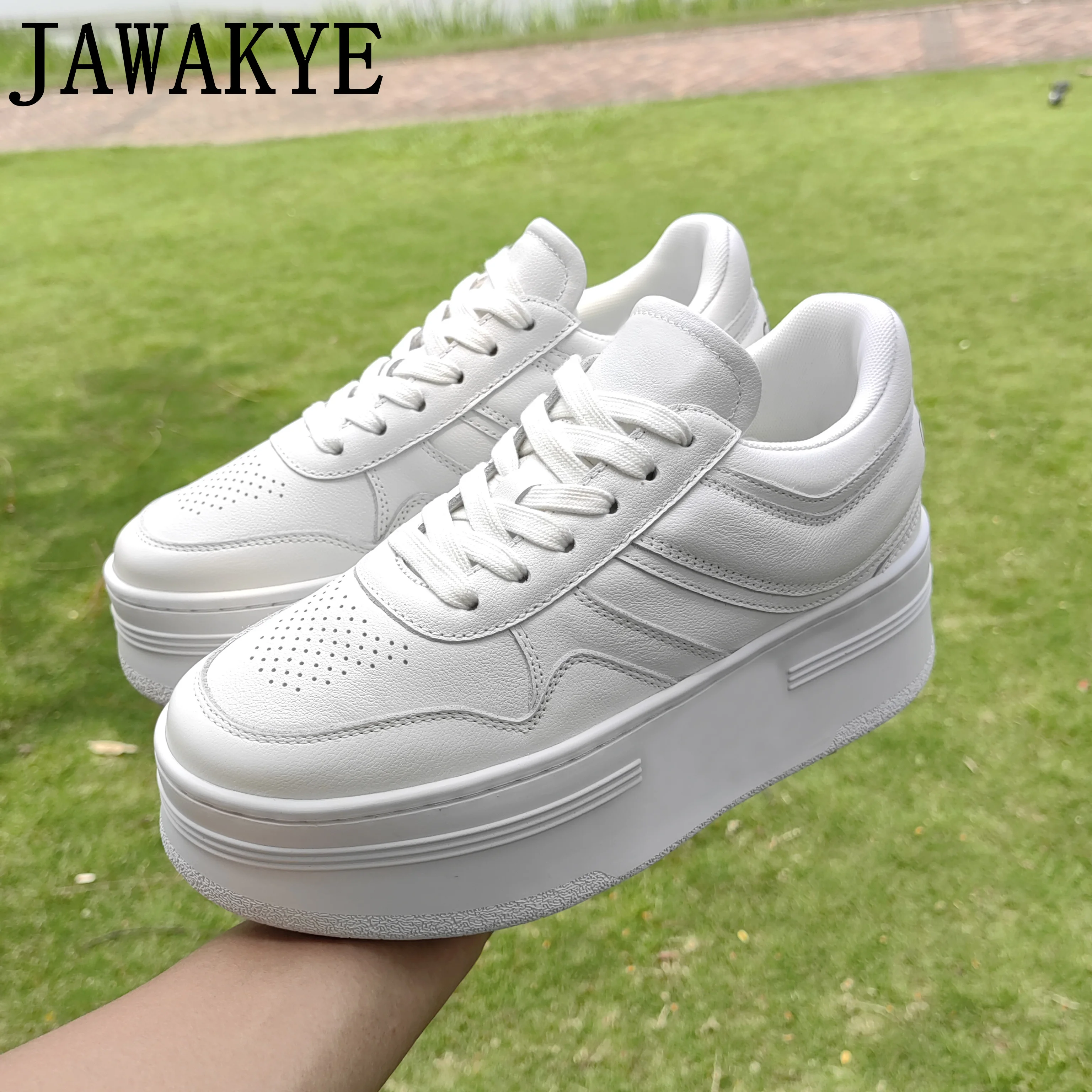 

Designer White Sneakes Women's Trainers Platform Thick Sole Ladies Sneakers Lace Up Leather Causal Shoes Runner Walking Shoes