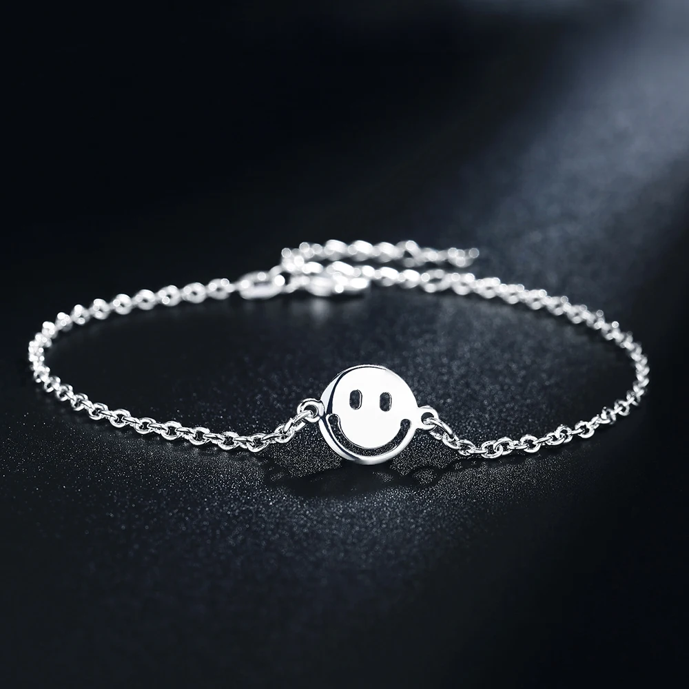 

Wholesale face Silver plated exquisite gift chain bracelet fashion charm Anklet wedding Cute women lady birthday gift