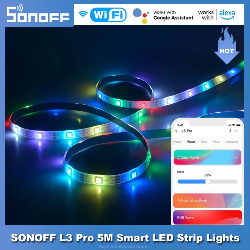 SONOFF L3 Pro Smart LED Strip Lights WiFi RGBIC Light Flexible LED Lamp Tape Dance with Music Mode via eWeLink Alexa Google Home
SONOFF L3 Pro Smart LED Strip Lights WiFi RGBIC Light Flexible LED Lamp Tape Dance with Music Mode via eWeLink Alexa Google Home