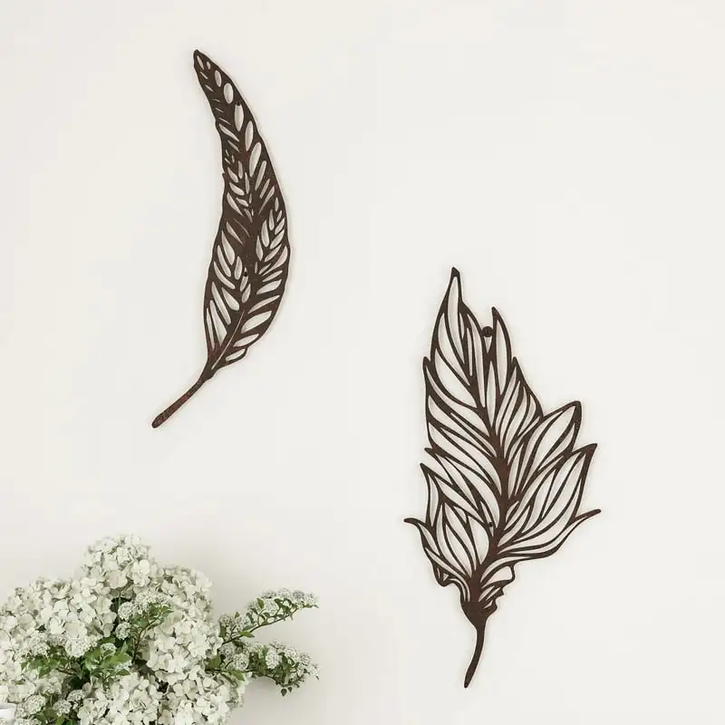 Decor-Set Of Two Metal Feather Hanging Wall Art By (Brown) Office decor Fishing decor Dachsund Wooden letters Metal tin sign Pl
Decor-Set Of Two Metal Feather Hanging Wall Art By (Brown) Office decor Fishing decor Dachsund Wooden letters Metal tin sign Pl