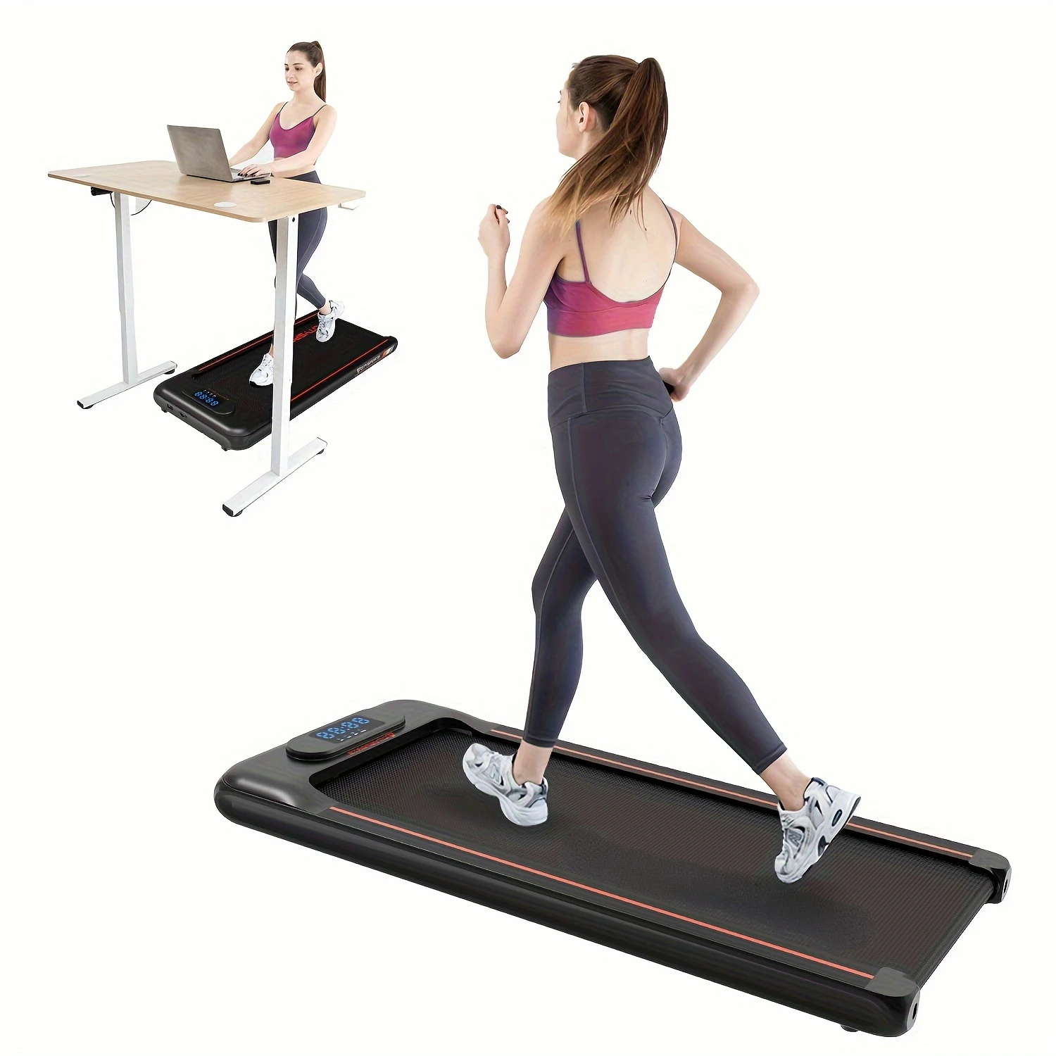 

Under Desk Walking Pad, Protable Treadmill With Remote & APP Control And LED Display, 550W Motor, Max Loaded 265LBS, Speed 0.6-3