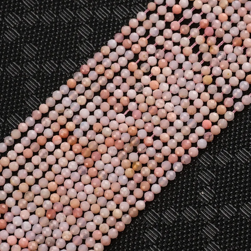

Natural Stone Beads 2 3 4mm Faceted Pink Opal Opalite Gemstone Bead Loose Spacer Beads For Jewelry Making DIY Bracelet 15'' Inch