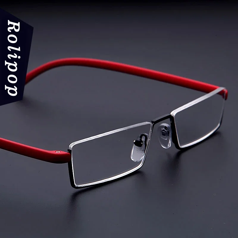 

Metal Anti-Blue Light Reading Glasses Men Half Frame Prescription Eyeglasses Male TR90 Eyewear With Case óculos