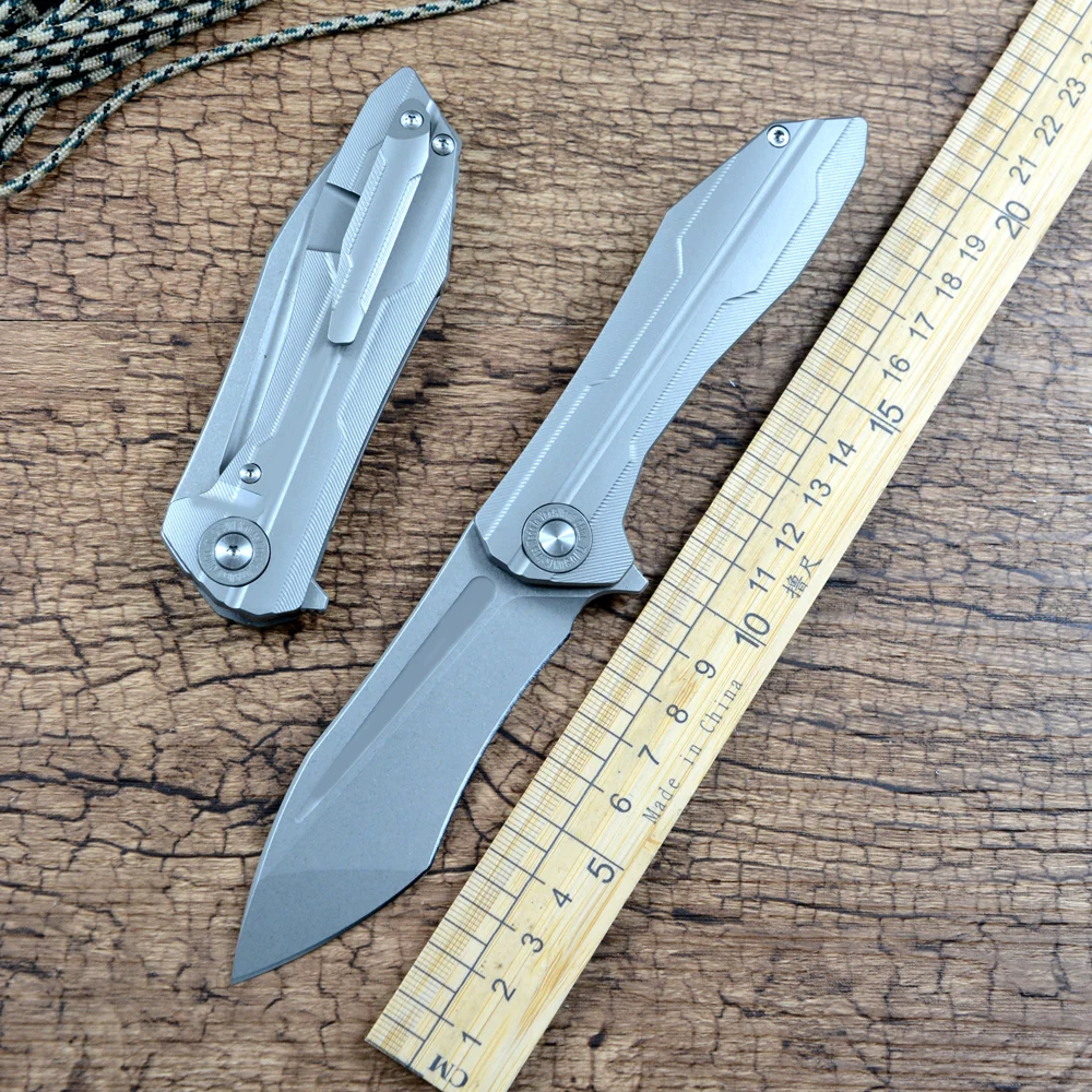 Складной нож TWOSUN D2 Stonewash, TC4, титановая ручка, карманный нож для охоты на открытом воздухе, Керамический шарикоподшипник TS17 
Складной нож TWOSUN D2 Stonewash, TC4, титановая ручка, карманный нож для охоты на открытом воздухе, Керамический шарикоподшипник TS17
