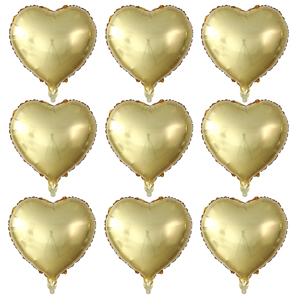 

10Pcs 10/18Inch Champagne Gold Color Heart Balloons Rose Gold Helium Foil Balloons Happy Birthday Wedding Party Decoration Gifts