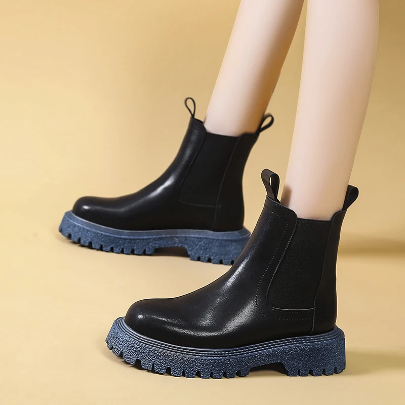 

Женские непромокаемые ботинки до середины икры, разноцветные ботинки без застежек, с круглым носком, на среднем каблуке, для зимы, 2023