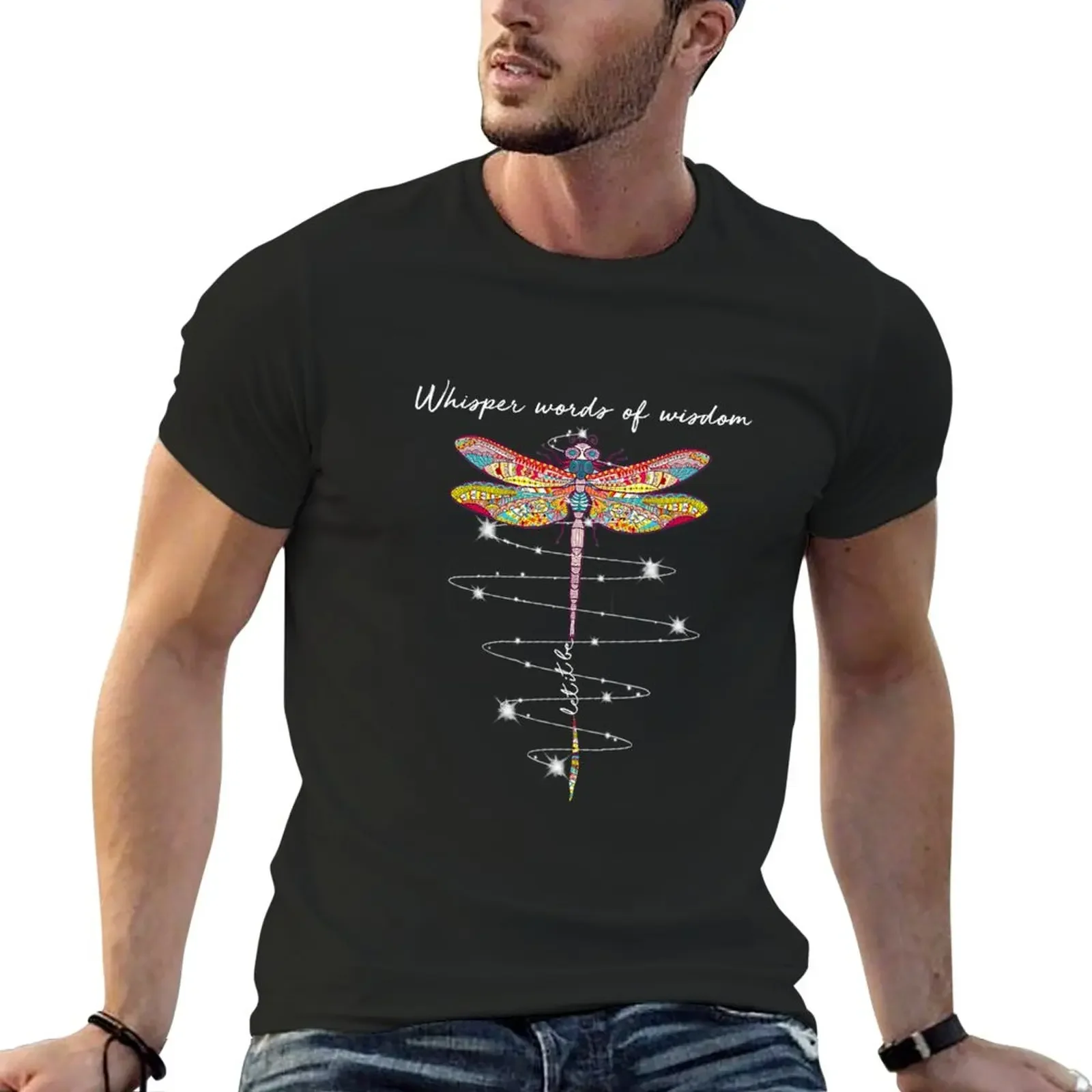 

Детские футболки с цветочным рисунком Let It Be Dragonfly, футболка в подарок для влюбленных, топы, блузка, мужские футболки с графическим рисунком, большие и высокие