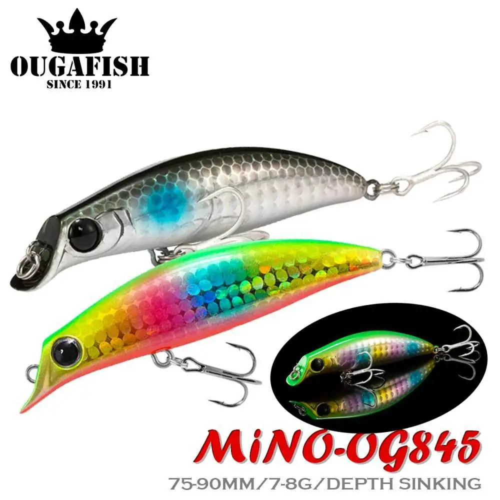 

Slow SinKing Fishing Lure Minnow 75mm 8g Wobbler Long Casting Popper Depth 0.8-1.2m Bass Pike Isca Artificial Peche Accessoire