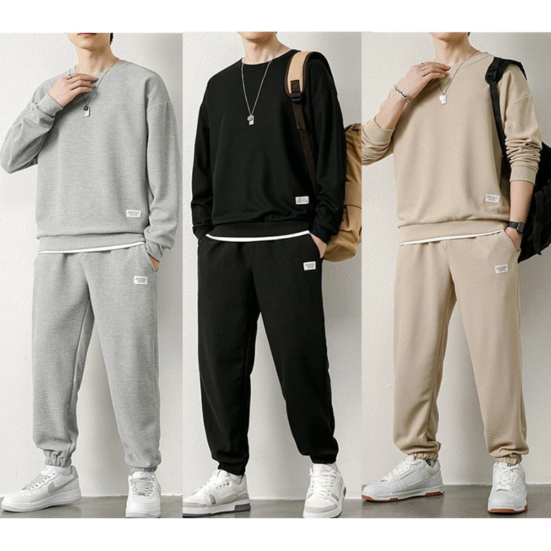 Fashion Men's Two Piece Sets Spring New O-neck Tops+elastic Waist Jogging Pants Trousers Male Casual Solid Color Sport Sets
Fashion Men's Two Piece Sets Spring New O-neck Tops+elastic Waist Jogging Pants Trousers Male Casual Solid Color Sport Sets