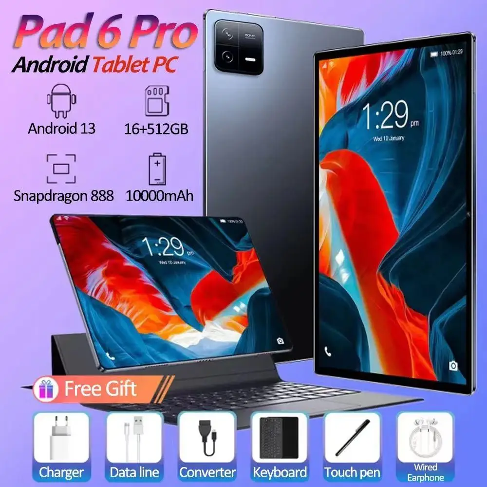 

2024 Original Global Version Pad 6 Pro Tablet PC Snapdragon 888 10000mAh Android 13 RAM 16GB ROM 1TB 5G HD 4K Screen WIFI Mi Tab