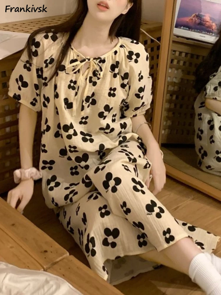 

Женская Свободная Домашняя одежда, свободная летняя Классическая хипстерская одежда со шнуровкой и длиной до середины икры