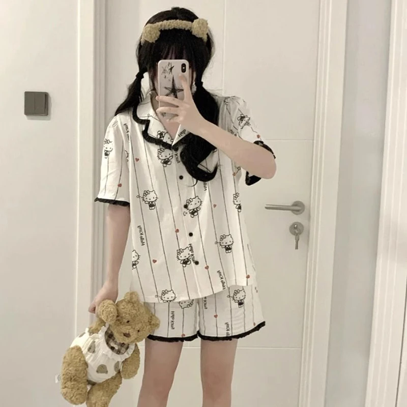 Sanrio Kawaii Hello Kitty Anime Pajama Set Summertime Cute Sweet Cartoon Short-Sleeved Shorts Home Dress Lovely Gifts for Girls
Sanrio Kawaii Hello Kitty Anime Pajama Set Summertime Cute Sweet Cartoon Short-Sleeved Shorts Home Dress Lovely Gifts for Girls