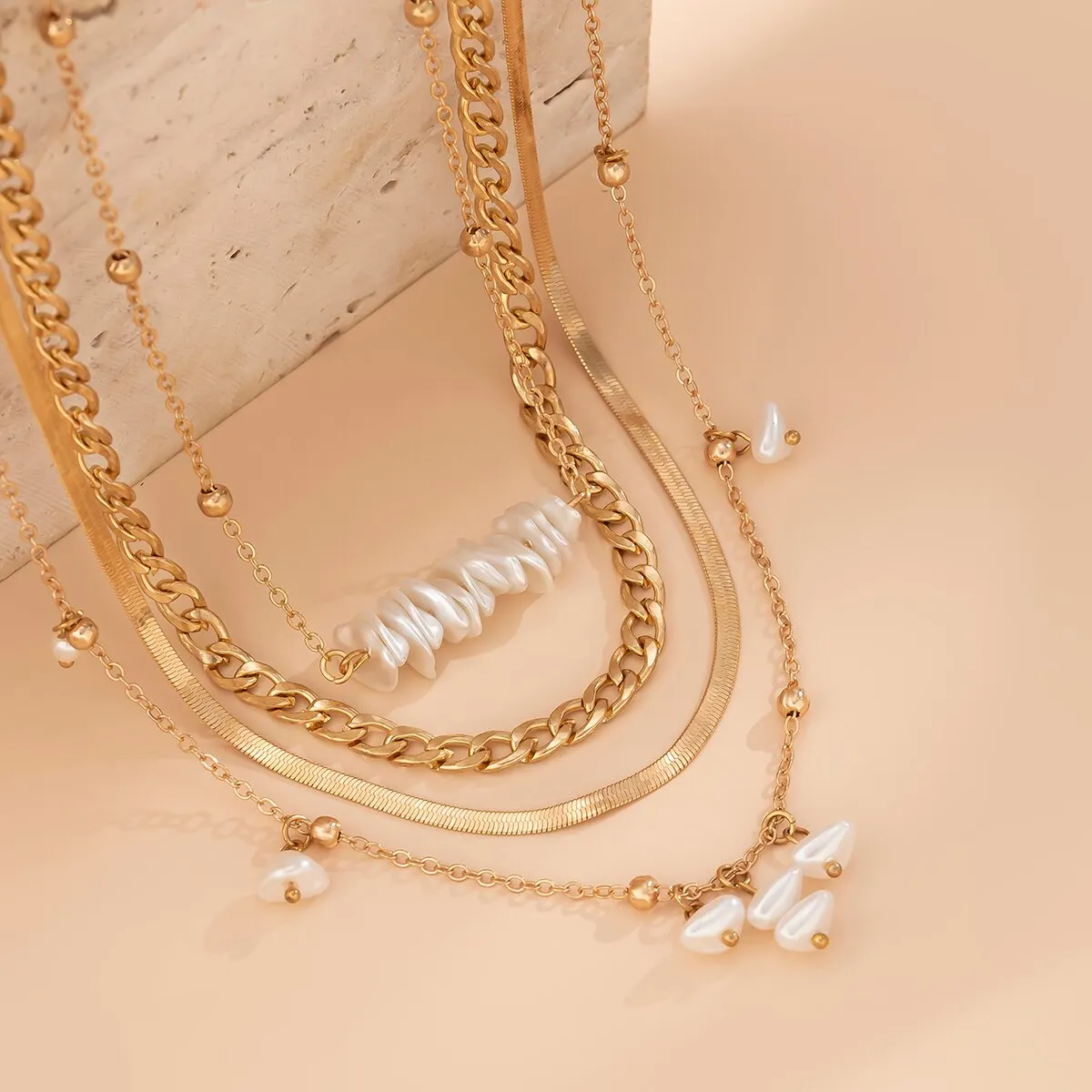 4Pcs/Set Vintage Irregular Imitation-Pearl Pendant Choker Necklace Women Wedding Bridal Goth Flat Snake Chain Neck Jewelry New 8 Mallzona S398efc5d5a5041758ae20c6f4a9e589fC 4Pcs/Set Vintage Irregular Imitation-Pearl Pendant Choker Necklace Women Wedding Bridal Goth Flat Snake Chain Neck Jewelry New Mallzona