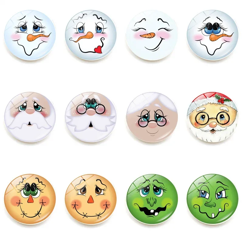 

Diameter 25mm Christmas Snowman Fridge Magnets Cute Christmas Gifts Message Board Magnetic Stickers Santa Claus Fridge Stickers