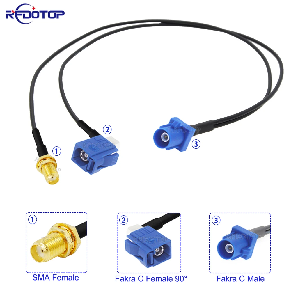 

RG-174 Fakra C Male to 1xFakra Z Female 90 Degre &1x SMA Female Connector RG174 Y Type Splitter Cable GPS Antenna Extension Cord