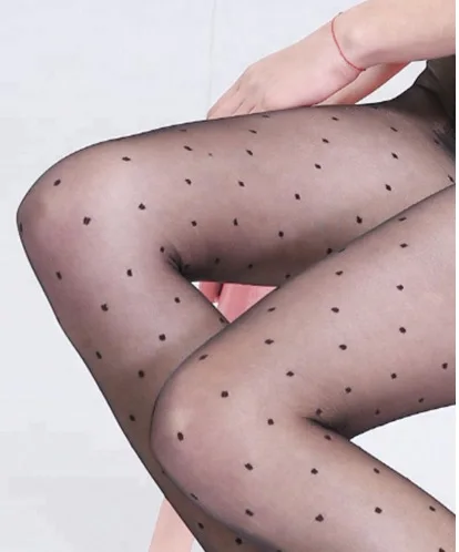 

1PC Sexy Women Pantyhose Summer Nylon Heart Tights with Polka Dot Print Stockings Step Foot Seamless Fishnet Mesh Collant