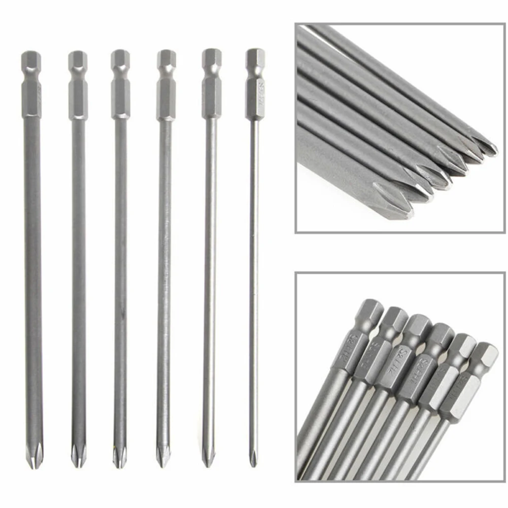 6Pcs/Set 6.35mm 1/4" Shank 100mm Long Steel Strong Magnetic Hex Cross Head Screwdriver Bit PH1- PH2 Workshop Equipment
6Pcs/Set 6.35mm 1/4" Shank 100mm Long Steel Strong Magnetic Hex Cross Head Screwdriver Bit PH1- PH2 Workshop Equipment