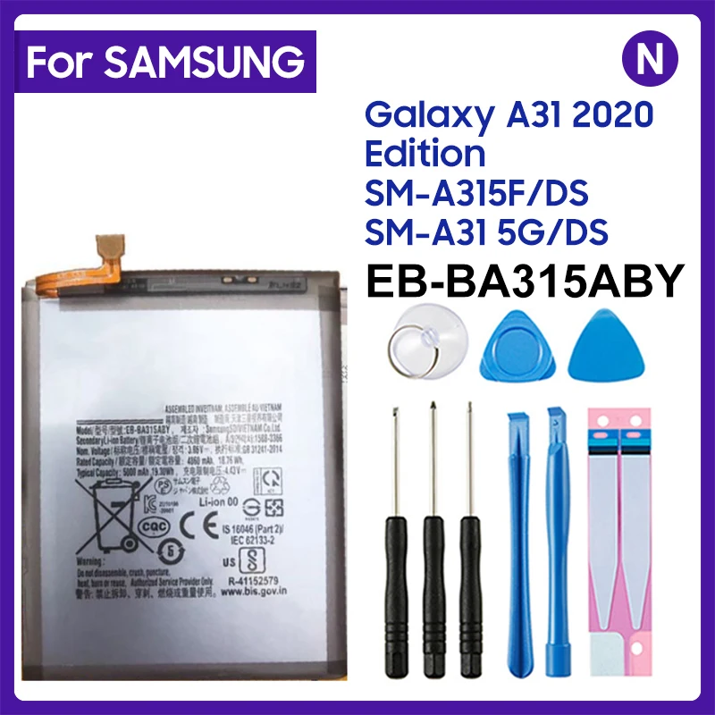 

Для Samsung Аккумулятор для Samsung Galaxy A31 2020 Edition EB-BA315ABY/DS SM-A315F/DS 4G A325F батареи 5000 мАч
