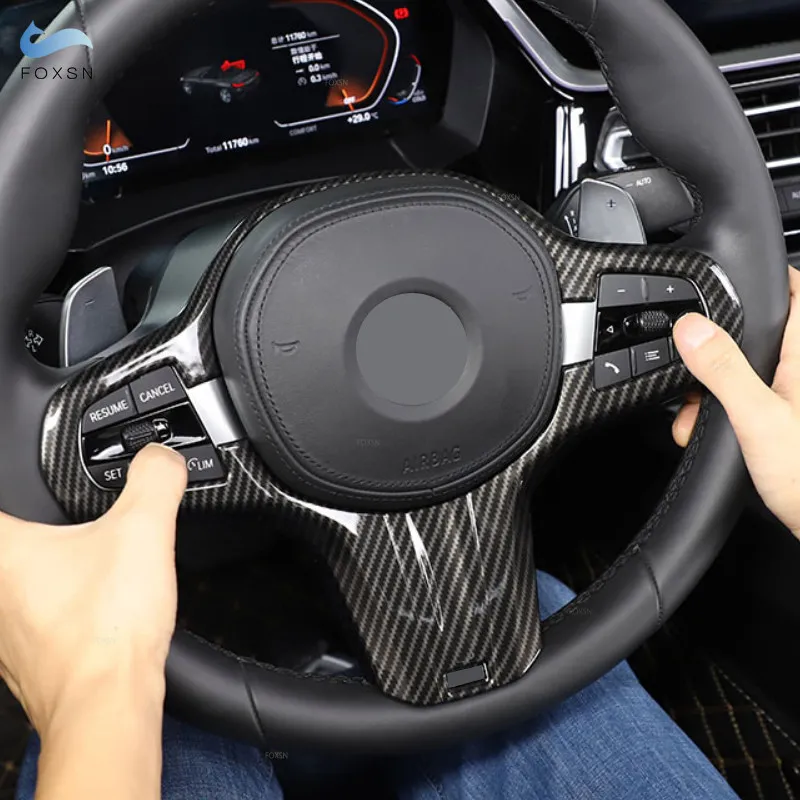 

ABS углеродное волокно зернистость автомобильные аксессуары интерьер рулевое колесо рамка Крышка отделка для BMW 5 серии G30 X3 G01 X4 G02 2018 2019