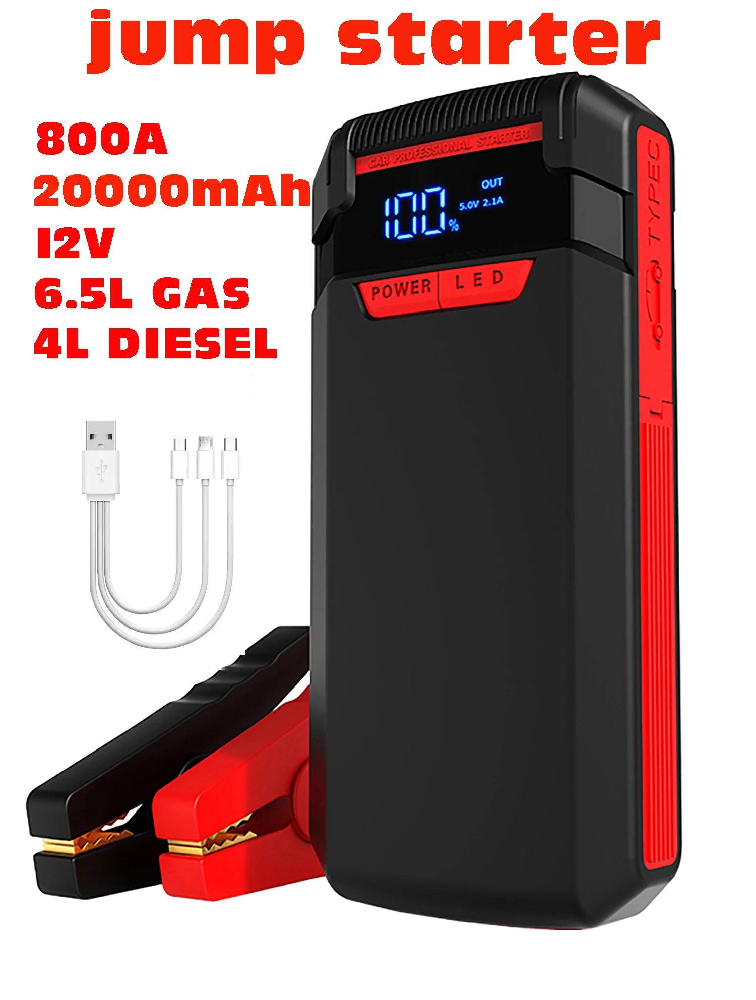 Car Jump Starter 20000mAh Power Bank 12V Auto Starting Device Emergency Battery Booster Charger For Petrol Diesel Car Star
Car Jump Starter 20000mAh Power Bank 12V Auto Starting Device Emergency Battery Booster Charger For Petrol Diesel Car Star