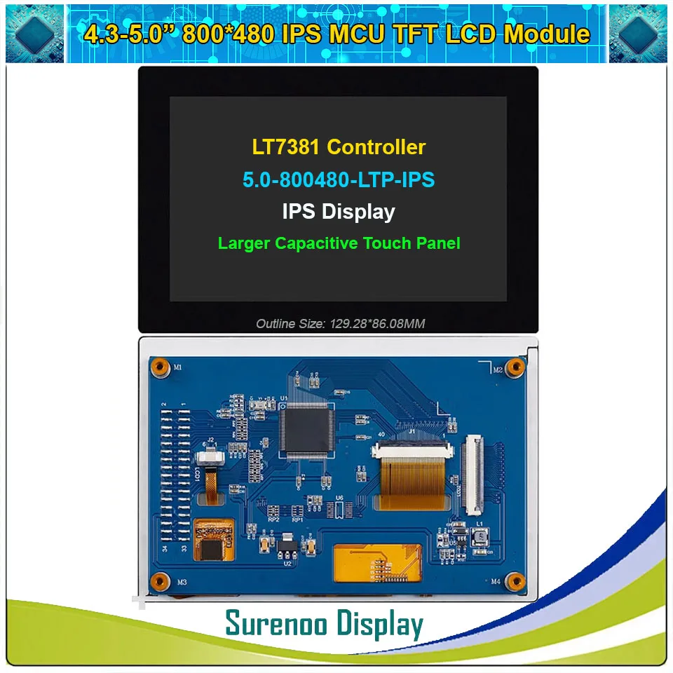 

4.3-5.0" 800*480 LT7381 MCU Parallel TFT Resistive Capacitive Touch Panel RTP CTP IPS LCD Module Display Screen Alientek STM32