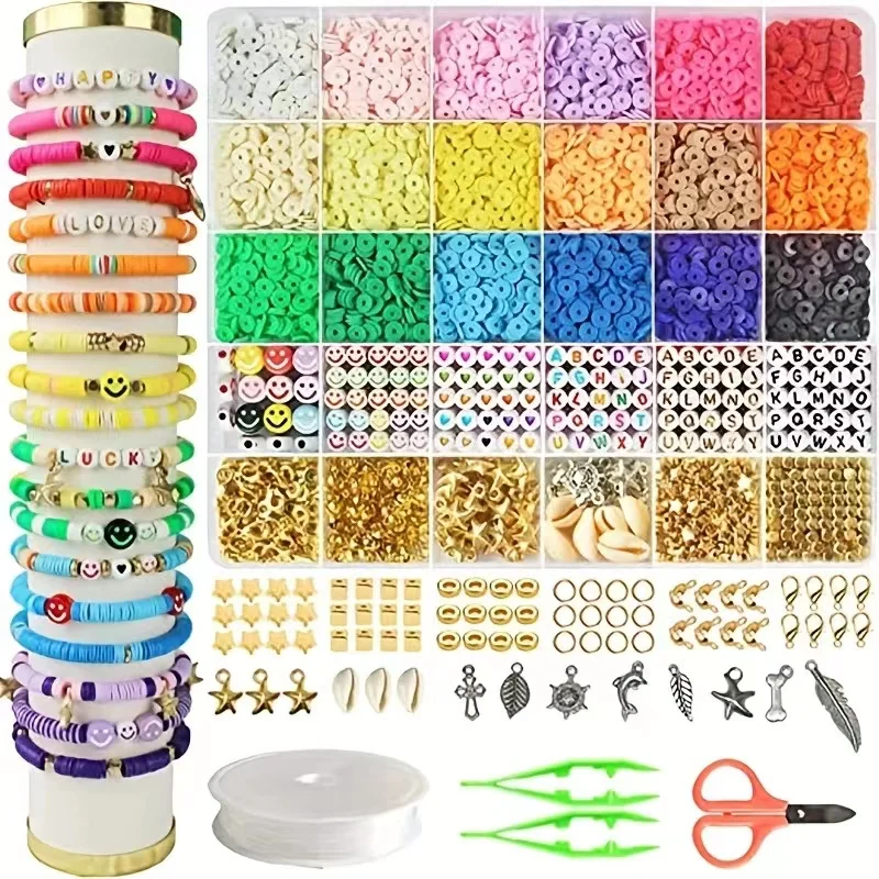 

26 tiles Bohemian DIY soft clay beads accessories string bracelet loose beads diaphragm smiling face beads soft clay set