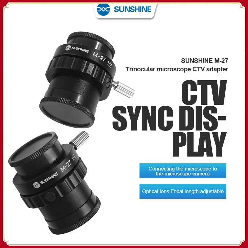 

SUNSHINE M-27 SZM CTV 1/2 1/3 Adapter 0.3X 0.5X C mount Lens Adapter For Trinocular Stereo Microscope HDMI VGA USB Video Camera