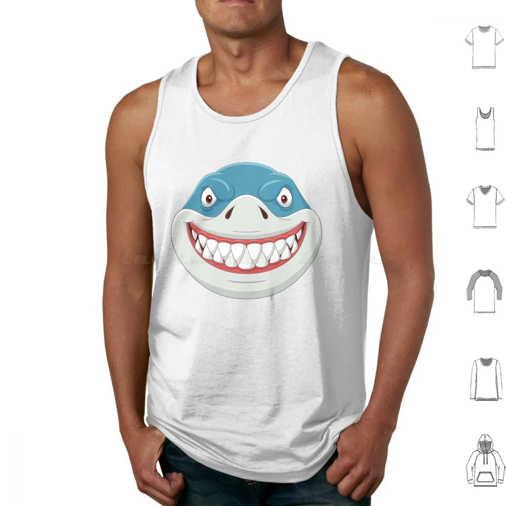 

Shark Face Tank Tops Print Cotton Shark Face Shark Mouth Shark Scary Scary Angry Shark