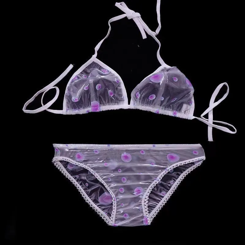 PVC Bubble Printing Plastic Transparent Bra Underwear Suit Adult Sexy Lace Panties Briefs Clear Lingerie Set Non Disposable
PVC Bubble Printing Plastic Transparent Bra Underwear Suit Adult Sexy Lace Panties Briefs Clear Lingerie Set Non Disposable