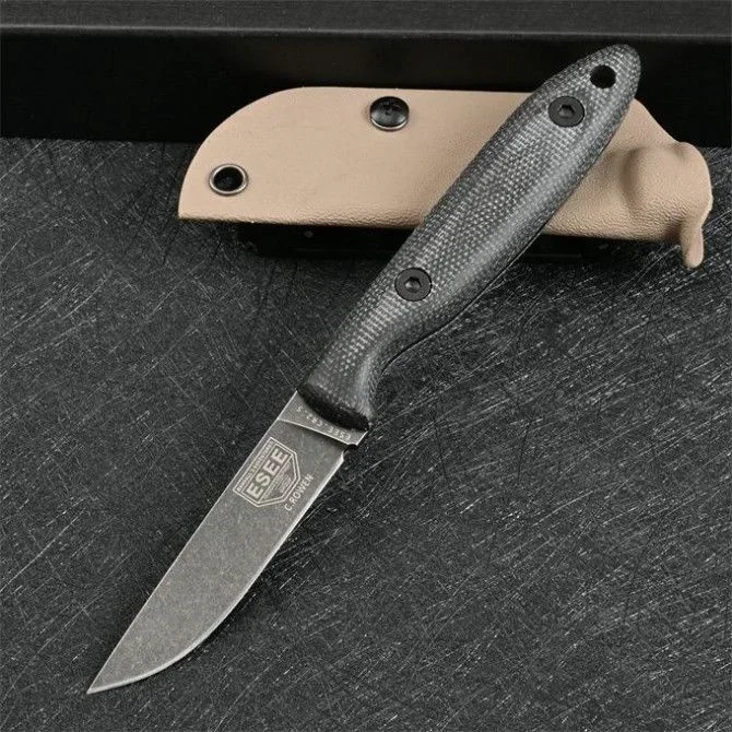 

Охотничий нож Stonewash DC53 со стальным фиксированным лезвием для самообороны ESEE, для выживания на природе, для повседневного использования, с футляром Kydex