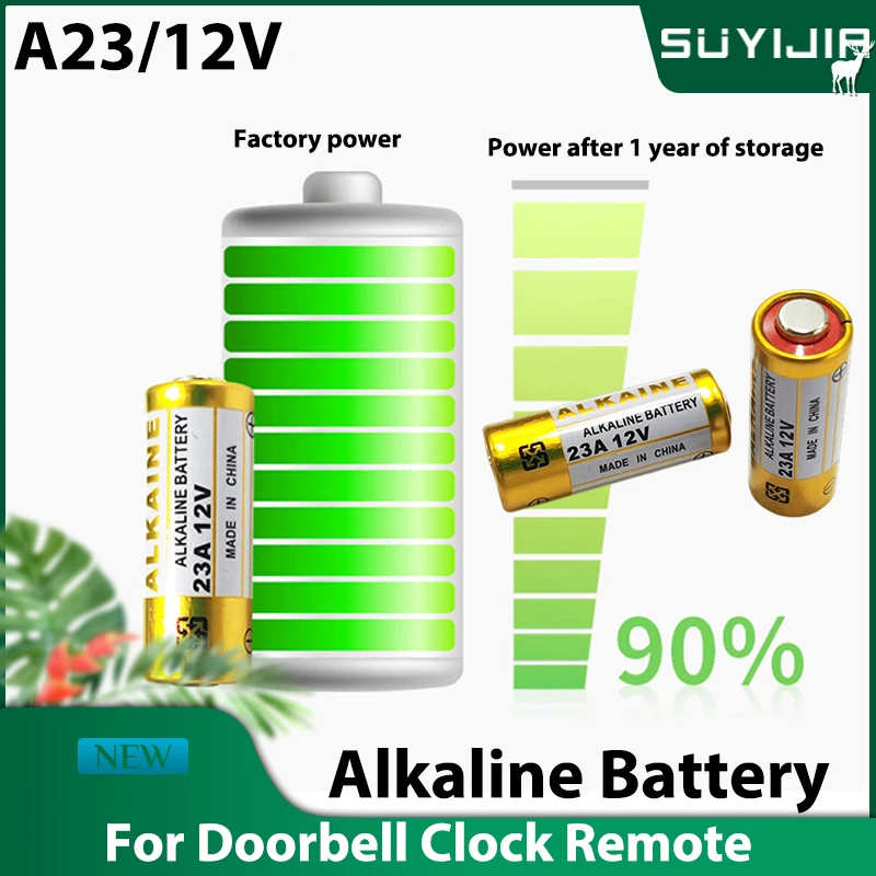 

A23 12V Alkaline Battery 23A 23GA A23S E23A EL12 MN21 MS21 V23GA L1028 GP23A LRV08 for Remote Control Doorbell Dry Cell 10PCS