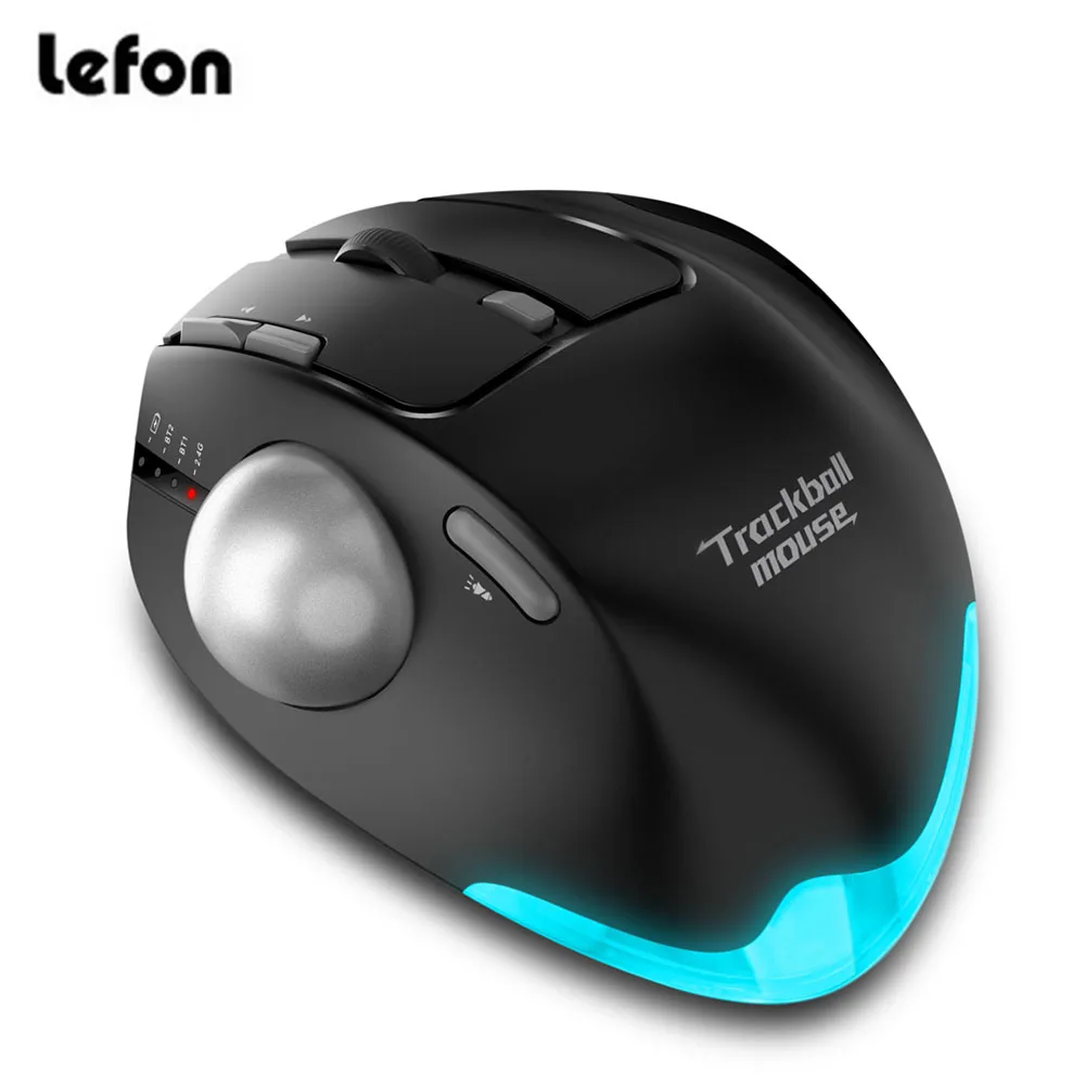 

Bluetooth Trackball Mouse Wireless Ergonomic Mouse Rechargeable RGB Rollerball Mice for Compute Laptop PC Office 3 Adjustable DP