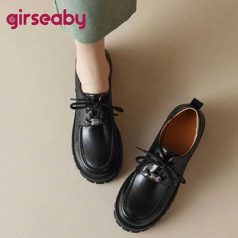 Girseaby Women Flats Round Toe Thick Heels Lace Up Metal Decoration Leisure Daily Shoes For Girls Breathable Plus Size 41 42 43
Girseaby Women Flats Round Toe Thick Heels Lace Up Metal Decoration Leisure Daily Shoes For Girls Breathable Plus Size 41 42 43