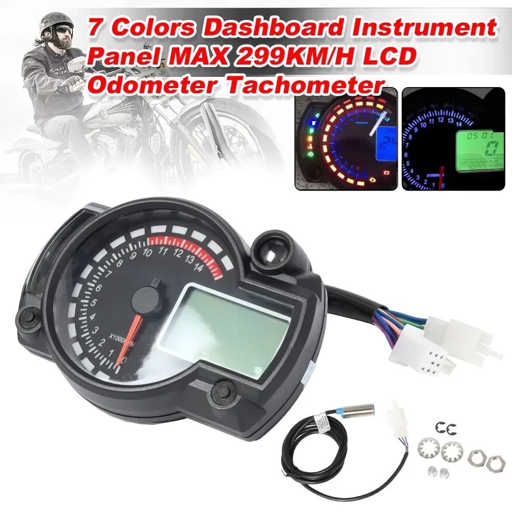 Universal LCD Digital Motorcycle RX2N Odometer Speedometer For BMW Meter Instrument Adjustable MAX 299KM/H 7colors Dashboard
Universal LCD Digital Motorcycle RX2N Odometer Speedometer For BMW Meter Instrument Adjustable MAX 299KM/H 7colors Dashboard